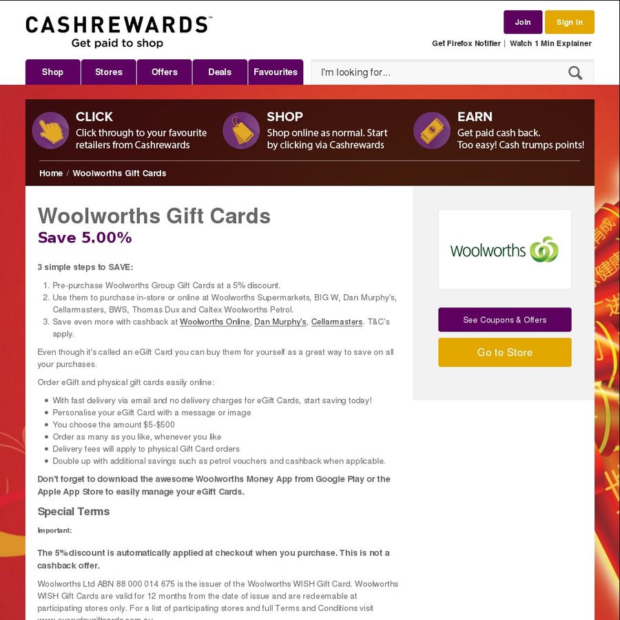 Woolworths WISH Gift Card