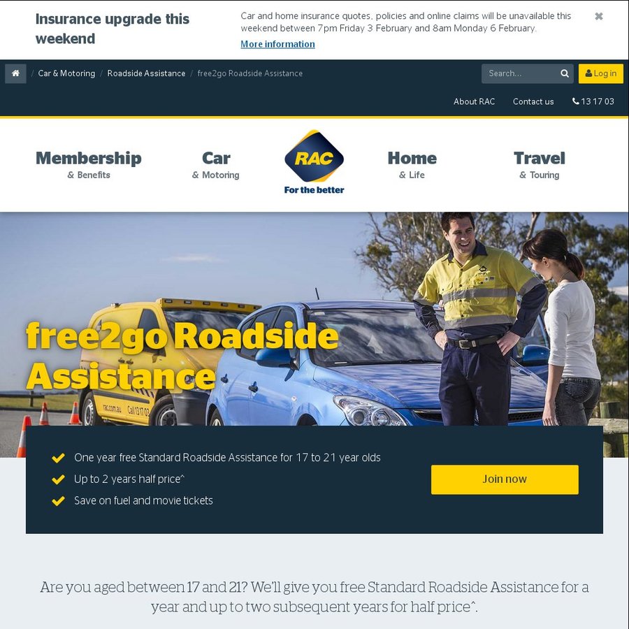 [WA] One Year Standard Roadside Assistance - Free @ RAC for 17-21 Year