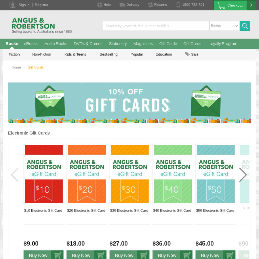 15.4 off Gift Cards Angus & Robertson OzBargain