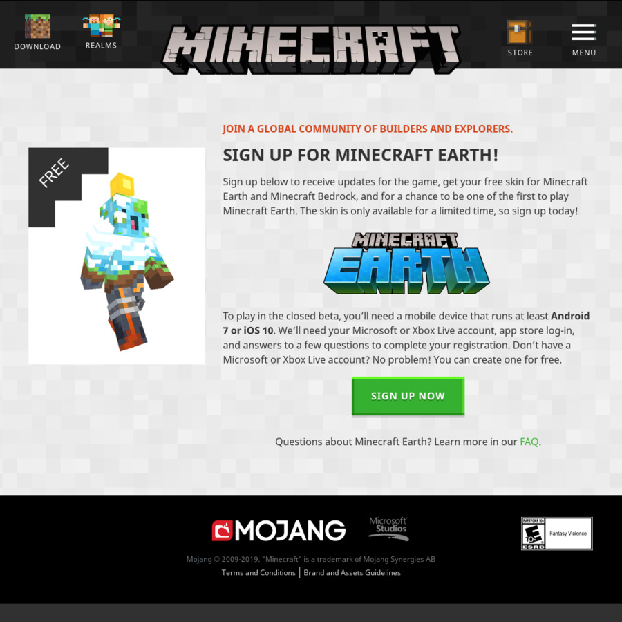 Minecraft Earth Skin Free with Minecraft Earth Beta Sign up