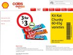 Coles Express 3 for $3 Kit Kat Chunky 60-65g Varieties