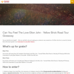 Win Tickets for You and 2 Friends to See Elton John - Yellow Brick Road Tour in Townsville from QCCU (QLD)