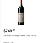 Penfolds Grange Shiraz 2015 Vintage 750ml $749.99 @ Costco Online (Membership Req'd)