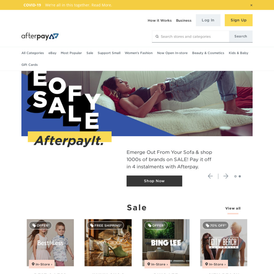 Categories on Afterpay