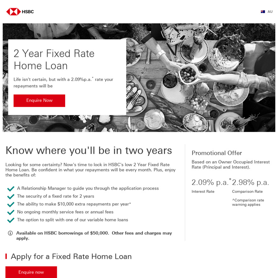 Hsbc 2 Yr Fixed Rate Home Loan 2 09 P A Interest Rate 2 98
