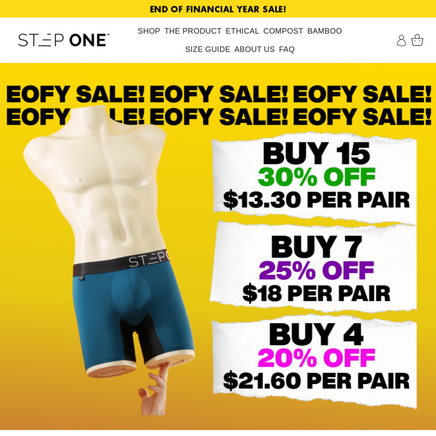 STEP ONE New Mens Boxer Briefs+Fly Bamboo Underwear - Various