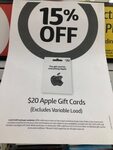 $20 Apple Gift Cards for $17 (15% off, Excludes Variable Load, Max 5 Per Customer) @ Coles