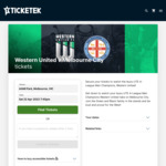 [VIC] Free GA Tickets to A-League Western United Vs Melbourne City (7.45pm Saturday 22nd April at AAMI Park) @ Ticketek