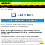 Bonus JB Hi-Fi Gift Card on Purchase of $1000+ Mobile Phone with Interest Free Plan Using Latitude Credit Card @ JB Hi-Fi