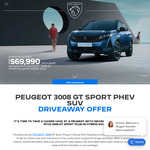 Save over $13k on The Peugeot 3008 GT Sport PHEV Now $69990 DA
