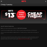 Cheap Tuesday - Standard Tickets $13 / Lux Tickets $25 (+ Online Booking Fee) @ Hoyts