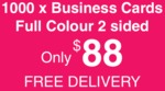 $88 for 1000 Full Colour Business Cards Including Free Delivery Australia Wide