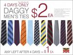 $2 Men's Ties @ Rivers for 4 days: 19-22 Feb; after that, $1