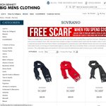 Free Scarf When You Spend over $200 + 60% off Casual Shirts 7-8pm 16/5 @ Ron Bennett Big Mens