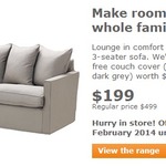 HÄRNÖSAND Three-Seat Sofa + Free Couch Cover $199 (Normally $499) Starts Feb 7 @ IKEA