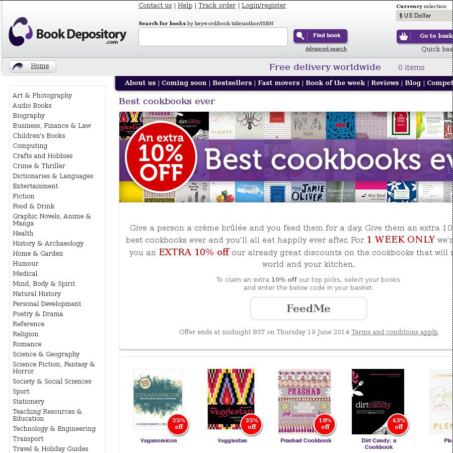 Book Depository Extra 10 off "Best Cookbooks Ever