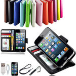 $5.95 Delivered: Phone Wallet Case for Apple iPhone 5/5S/5C + Free Cable, Screen Guard & More