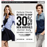 30% off New Arrivals (Online Only Exclusive - Mens & Womens Clothing) @ Cotton On