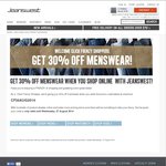 Jeanswest - 30% off Menswear (27 Aug Only)