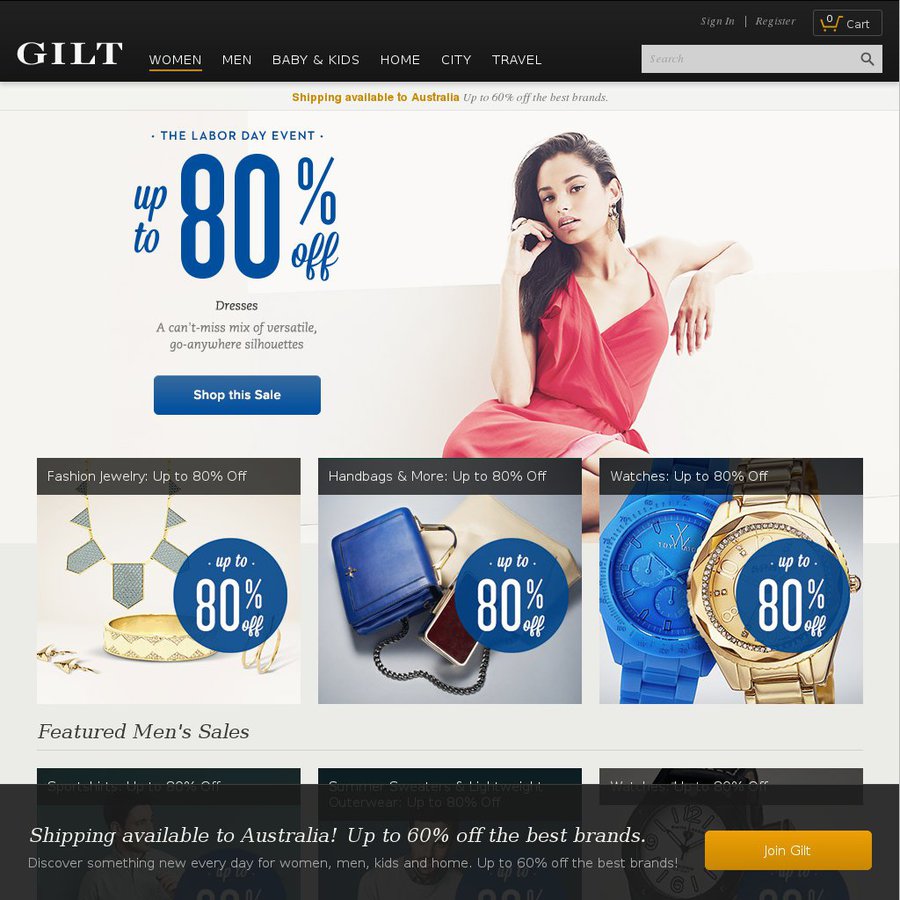 Gilt Free Shipping to Australia (ends September 27th) OzBargain