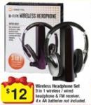 Wireless Headphone Set $12 at The Reject Shop - Doubles as FM Radio