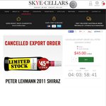 Peter Lehmann 2011 Shiraz, $45 for 6 ($9 Delivery, Free in SA) @ Skye Cellars