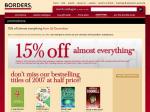 15% off almost everything at Borders