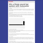 Win a Sharp HTSB602 2.1 Channel Sound Bar System from Sharp