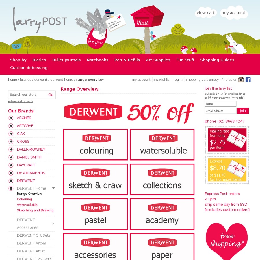 50 off Derwent Pencils at LarryPOST OzBargain