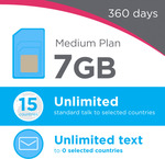 Lebara Medium Plan - 360 Days $169 or 180 Days $89 (Unlimited Calls, SMS, 7GB/Month, Unlimited Calls to 15 Selected Countries)