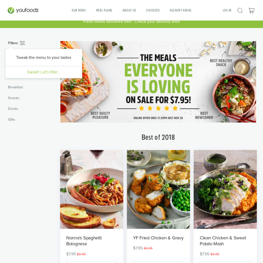 $25 off $69 Spend @ Youfoodz (e.g. 9 Best of 2018 Meals for $46.55 ...