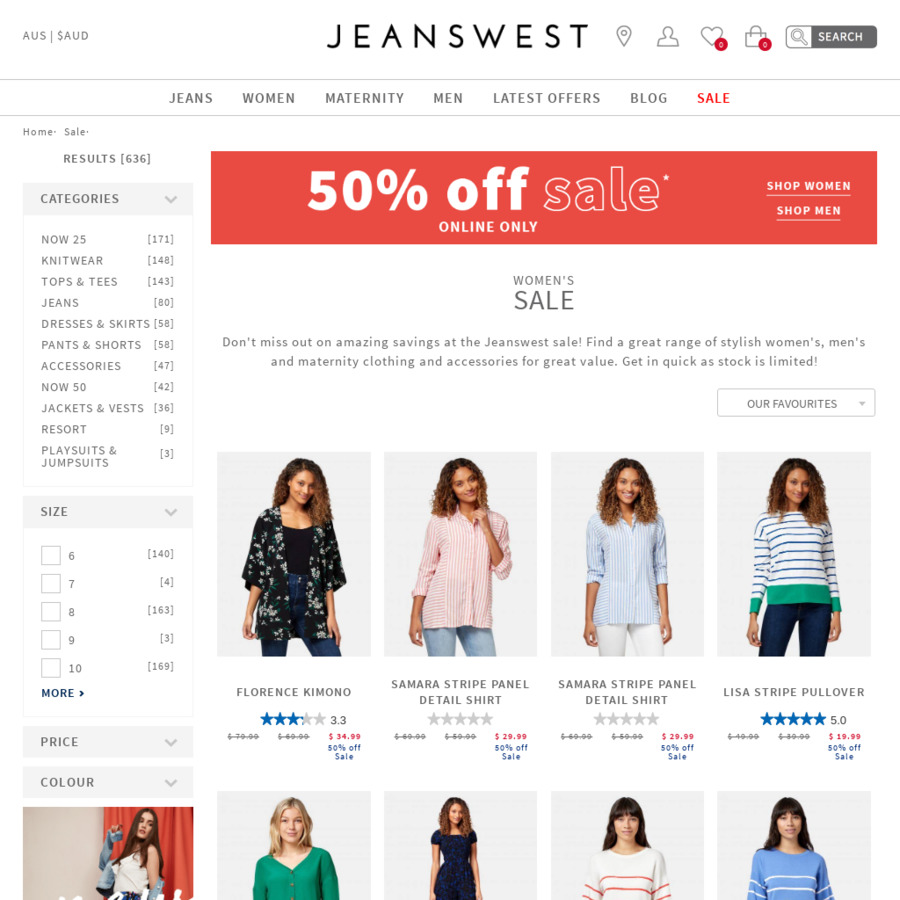 Jeanswest 50% off All Sale Items. Free Delivery with $75 Minimum Spend ...