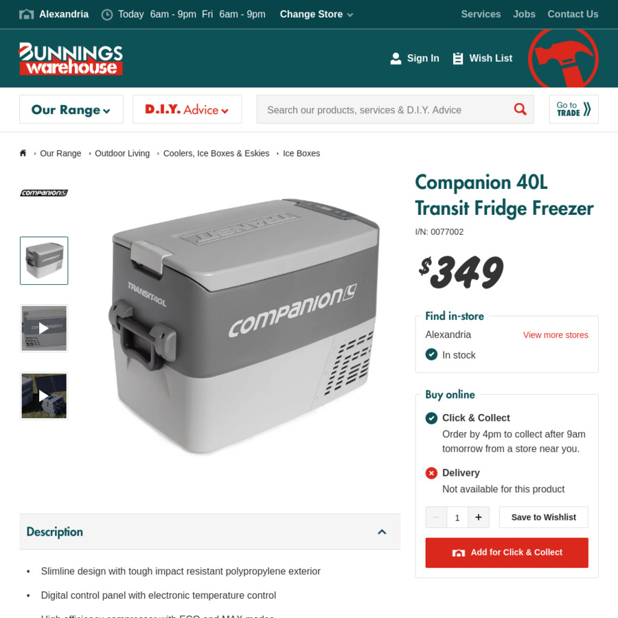 Companion 40L Transit Fridge Freezer 