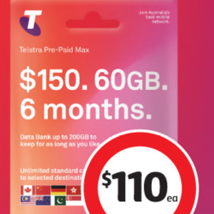 $150 Telstra Pre-Paid SIM Starter Kit (6 Months, 60GB) for $110 @ Coles ...