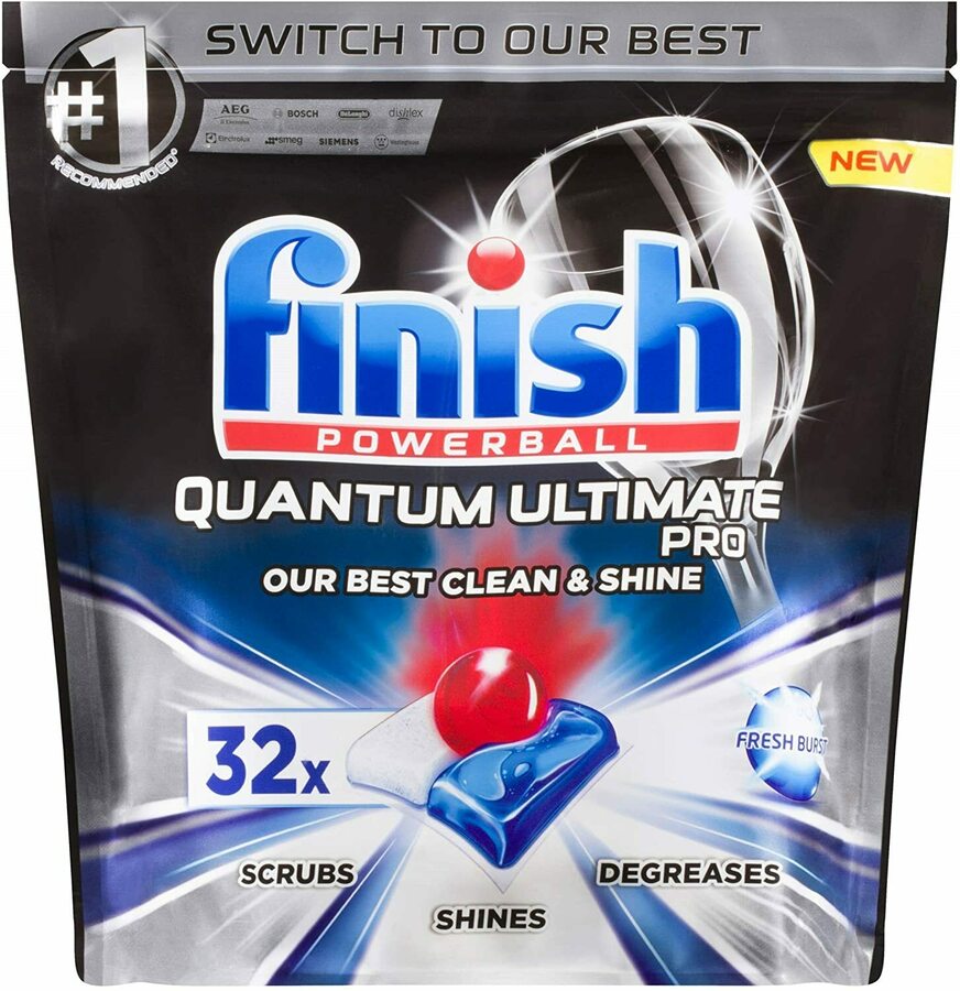 Finish Powerball Quantum Ultimate Pro Dishwasher Tablets 32 Pack $16 ...