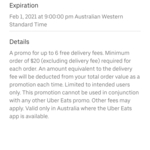 6 Free Deliveries (Minimum Order of $20) @ Uber Eats