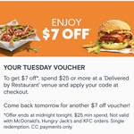 $7 off Minimum $25 Spend at ‘Delivered by Restaurant’ Venues Monday to Thursday, Credit Card Payment Only @ Menulog