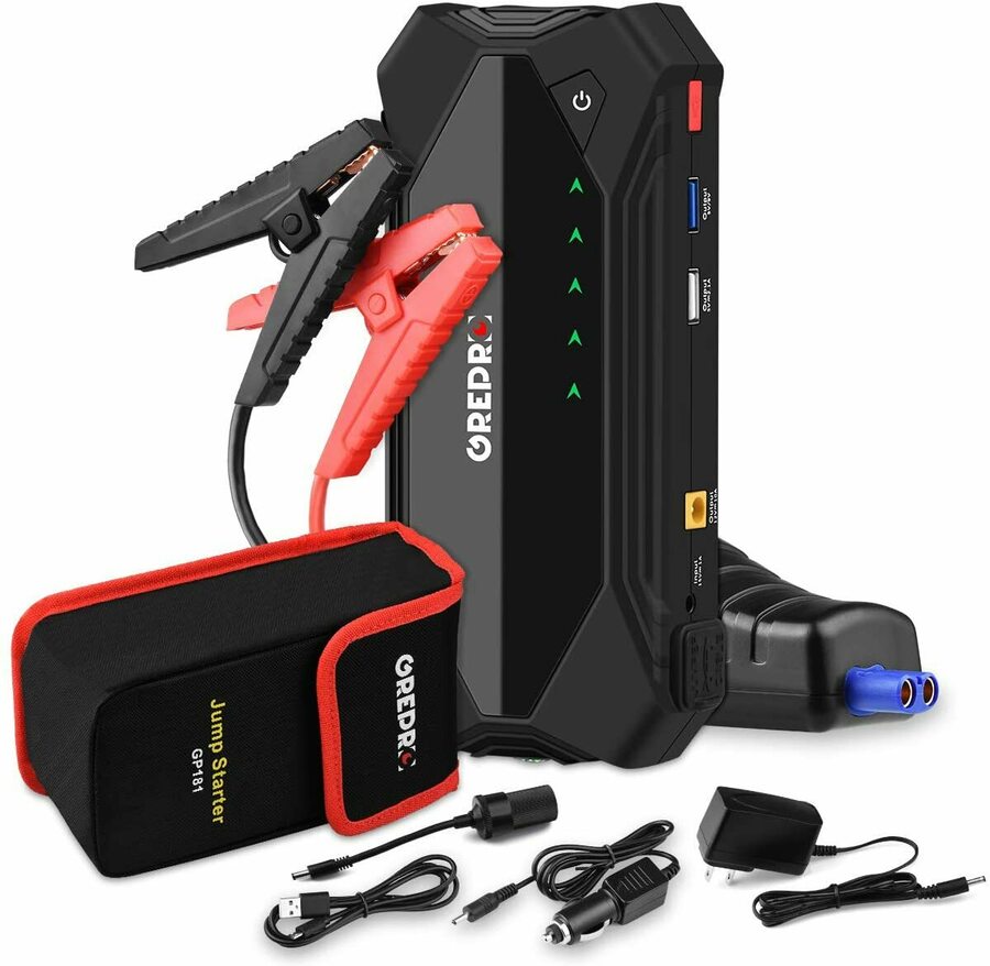 GREPRO Car Jump Starter 1500A 18000mAh, 12V Auto Battery Booster Dual ...