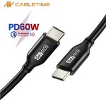 Cabletime USB-C to USB-C 60W PD Cable 1m US$1.53 (~A$2.04), 2m US$2.67 (~A$3.55) Delivered @ Cabletime Official AliExpress