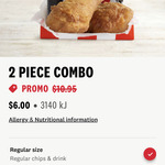 2 Piece Combo (2 Pieces Original Recipe Chicken, 1 Regular Chips & 1 Regular Drink) $6 @ KFC (Online & Pick up Only)
