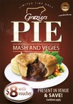 $8 Graziers Pie with Mash & Vegies. Available at 227 Venues in QLD VIC WA SA TAS NSW