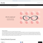 30% off Complete Pair of Glasses (Exclusions Apply) + $9.99 Delivery @ Clearly