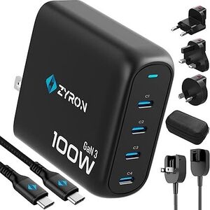 Zyron Powerpod 100W GaN3 Travel Charger [4xUSB-C] + 2m Cable + Travel Adapter + Case $67.99 Delivered @ Zyron Tech via Amazon AU
