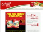 Free New Release DVD Rental from Video Ezy with purchase of Continental Side Dishes
