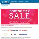 Skiddoo's 24 Hour Airline Sale on BOXING DAY with Flights up to $200 off!