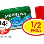 Greenseas Tuna 95g Varieties $0.94 (Save $0.95) @ Supa IGA / IGA