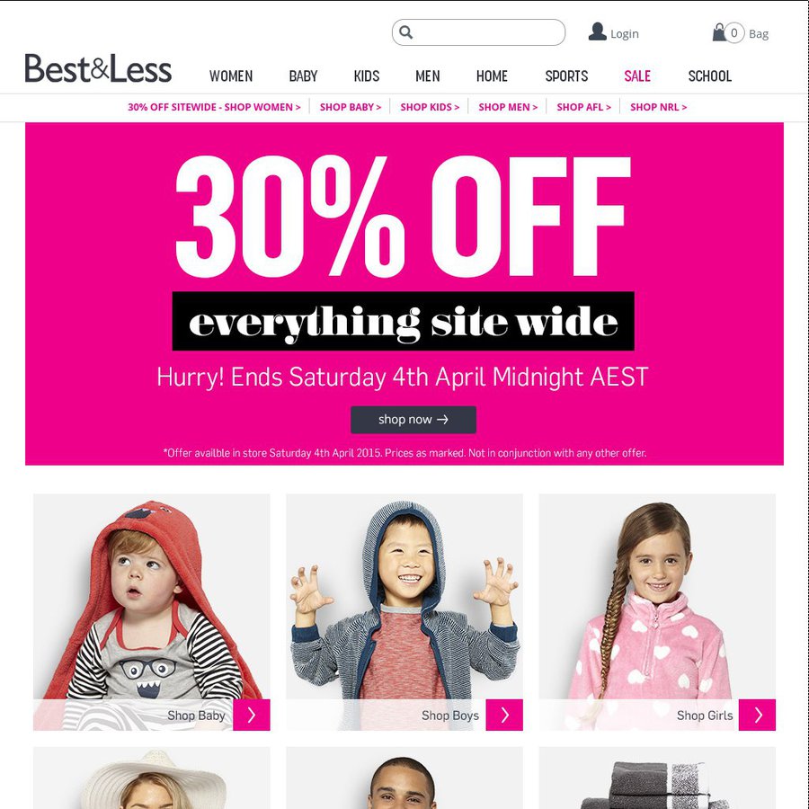 Best and Less 30 off Site Wide OzBargain