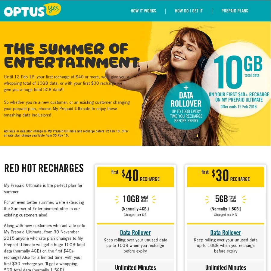 Optus My Prepaid Ultimate: 5GB First $30+ Recharge, 10GB First $40