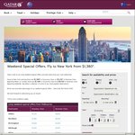 Qatar Airways USA/Europe Sale: Perth > New York $1380, Adelaide > Barcelona $1285 (Return) + More