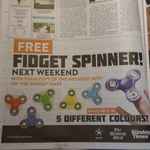Free Fidget Spinner with Token - 5 colours to choose from - While Stocks Last @West Australian Paper 